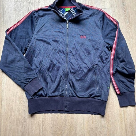 Hugo Boss Other - Hugo Boss Green Label stylish Navy Chest Embroidered Striped Track Jacket